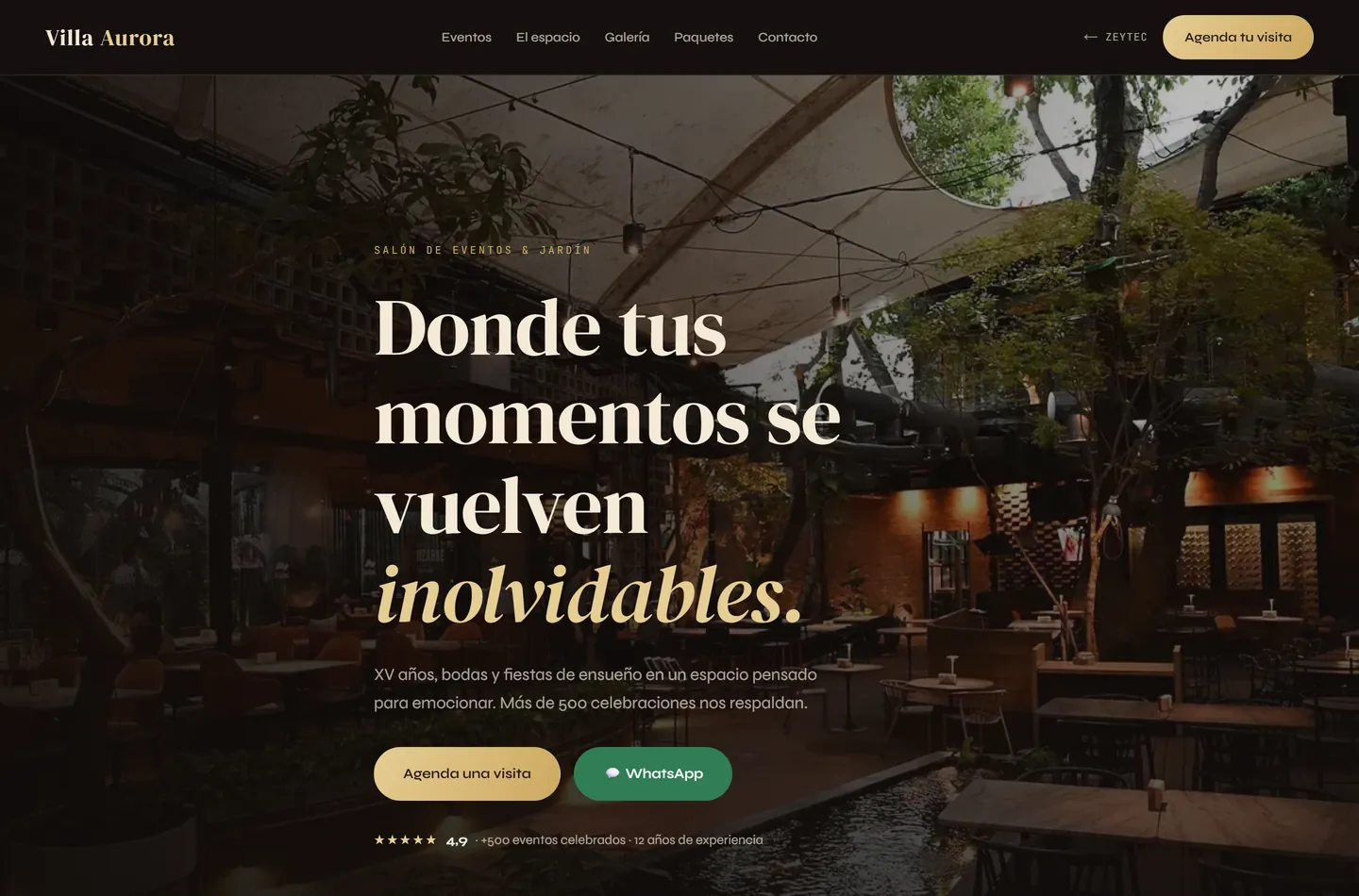 Captura del sitio de Villa Aurora